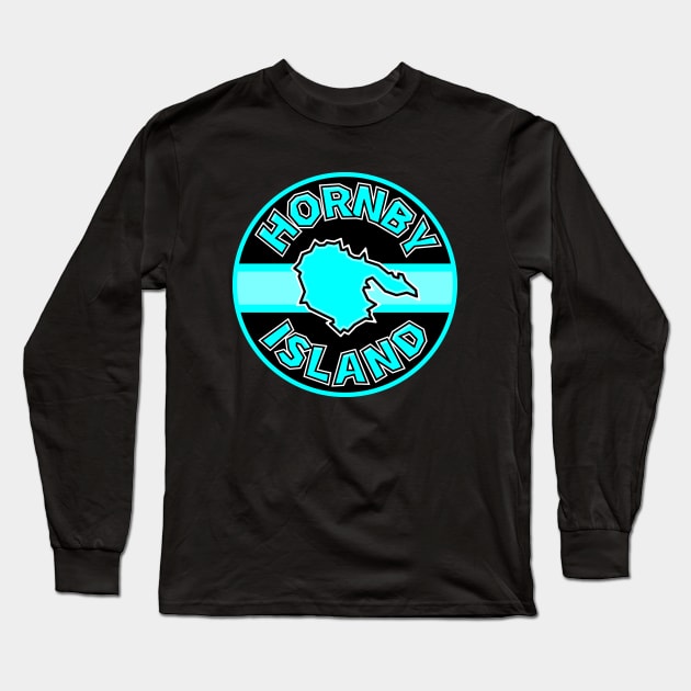 Hornby Island Classic Circle - Bright Blue Turquoise Round - Hornby Island Long Sleeve T-Shirt by City of Islands